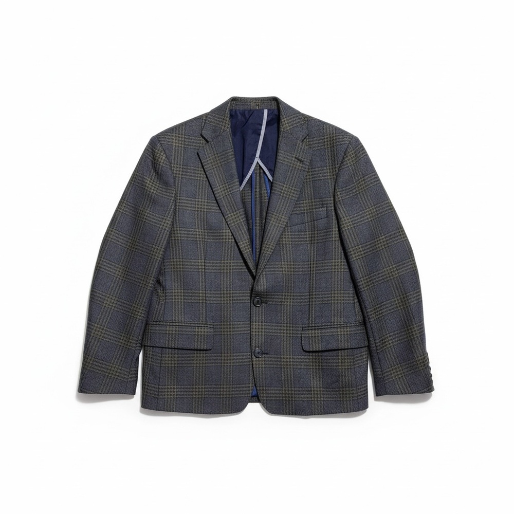 Cole Haan Grand OS Dark Grey Plaid Wool Blazer Jacket‎ Men’s 40S